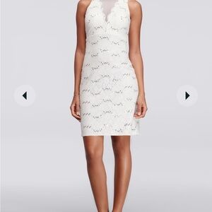 David’s Bridal sequin and lace dress with scalloped lace trim NWT